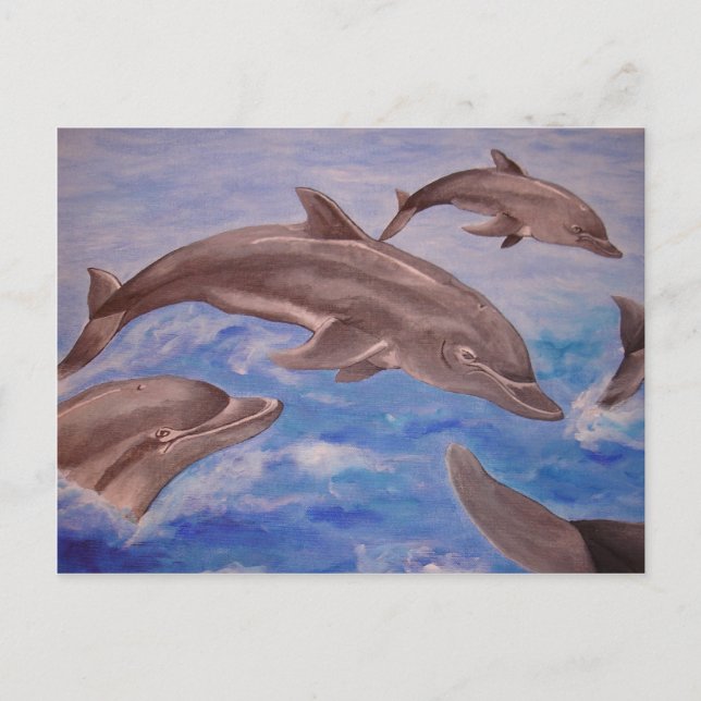 Carte Postale Un morceau de dauphins de saut (Devant)