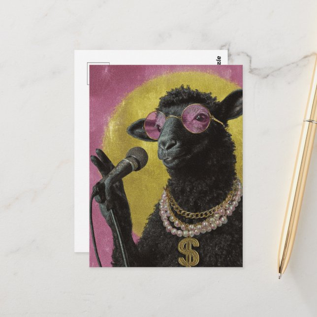 Carte Postale Un Mouton Noir Rocheux (Devant/Arrière en situation)