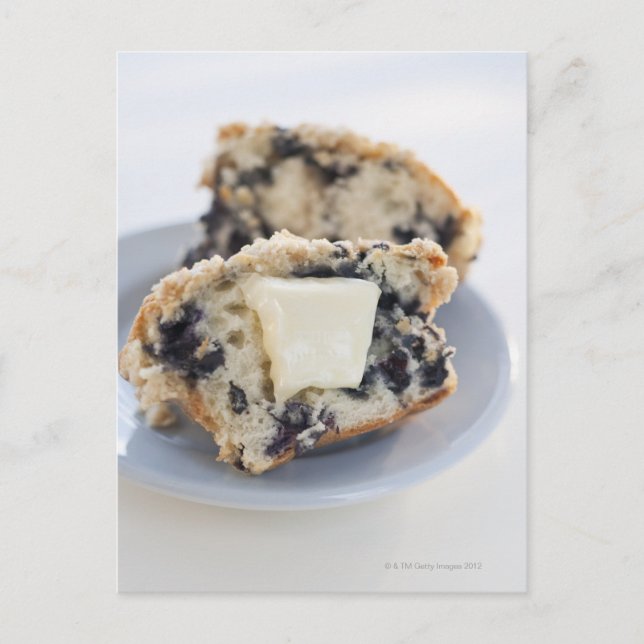 Carte Postale Un muffin bleuté au beurre (Devant)