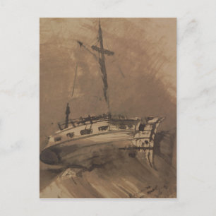 Carte Postale Un navire en mer agitée, 1864