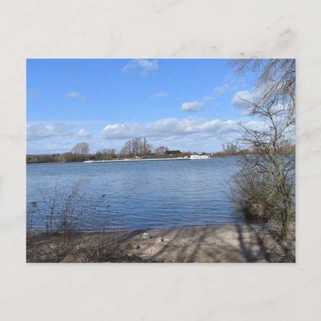 Carte Postale Un navire sur la rivière, Rhin par Oppenheim, Alle (Devant)