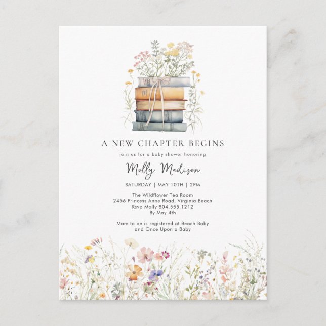 Carte Postale Un nouveau chapitre commence le Baby shower Fleur  (Devant)
