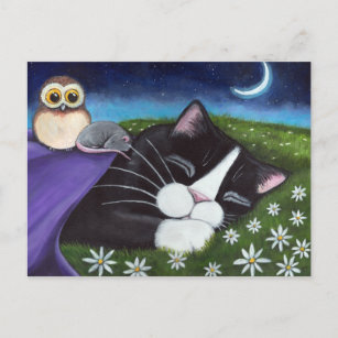 Carte Postale Un oeil attentif   Imaginaire Tuxedo Cat Art