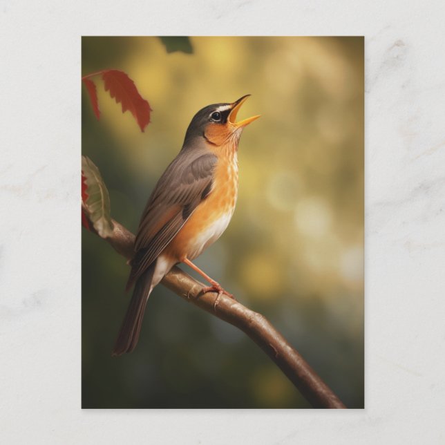 Carte Postale Un oiseau qui chante le matin (Devant)