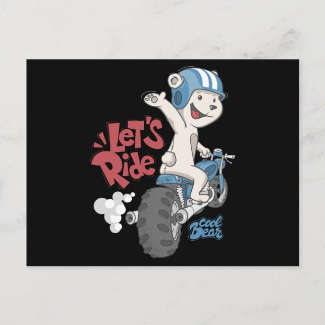 Carte Postale Un ours à moto (Devant)