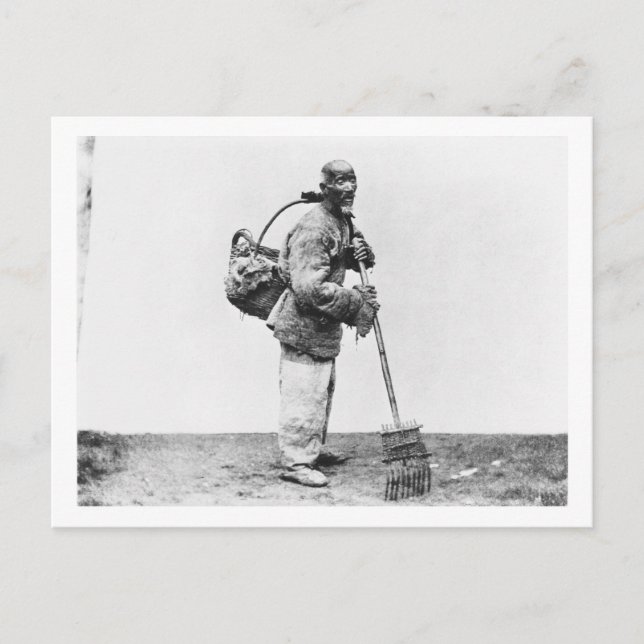 Carte Postale Un ouvrier de jour chinois, vers 1870 (photo b/w) (Devant)