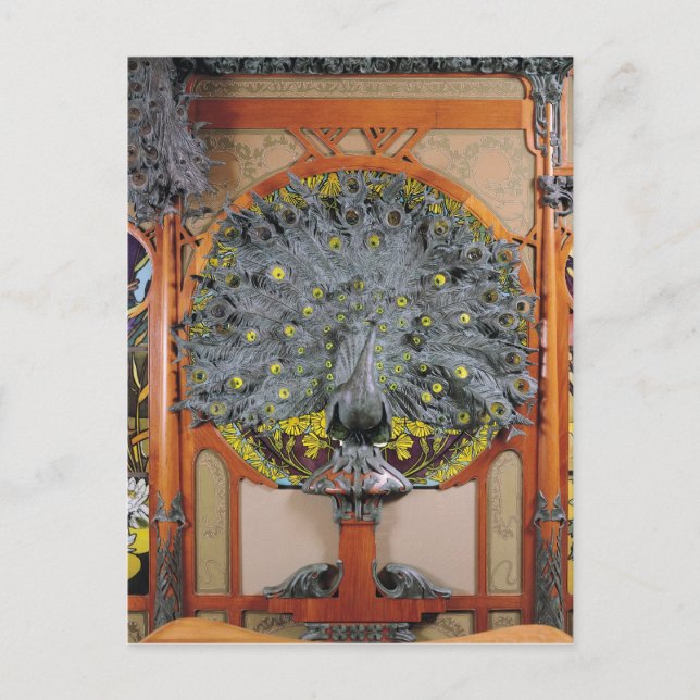 Carte Postale Un paon du panneau central d'une fresque (Devant)