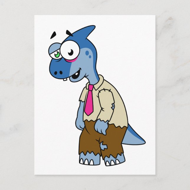 Carte Postale Un Parasaurolophus de dessin animé déguisé en zomb (Devant)
