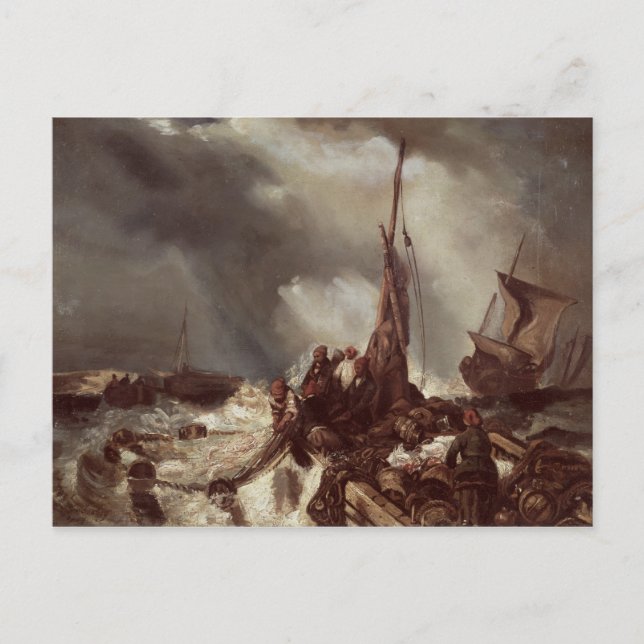 Carte Postale Un pêcheur tirant dans un filet, 1868 (Devant)