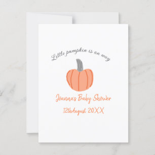 Carte Postale Un petit citrouille est en route baby shower gris