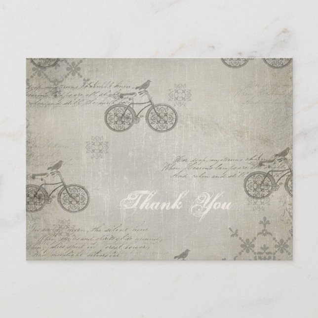 Carte Postale Un petit oiseau m'a dit Merci Bicyclette (Devant)