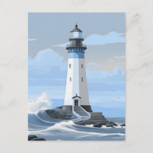 Carte Postale Un phare de peinture bleue