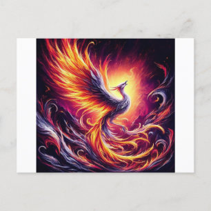 Carte Postale Un phénix surgissant de cendres brûlantes.