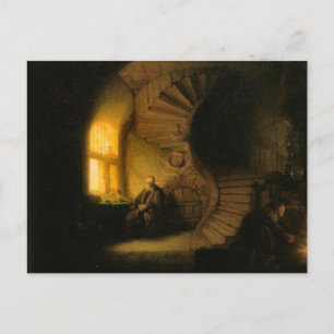 Carte postale Un philosophe en méditation de Rembr
