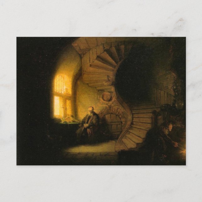 Carte postale Un philosophe en méditation de Rembr (Devant)