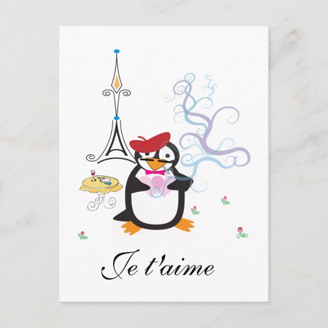 Carte Postale Un pingouin à Paris (Devant)
