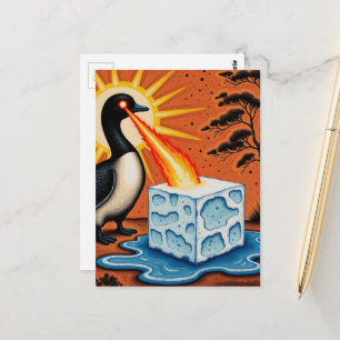 Carte Postale Un plongeon en colère faisant fondre la glace avec