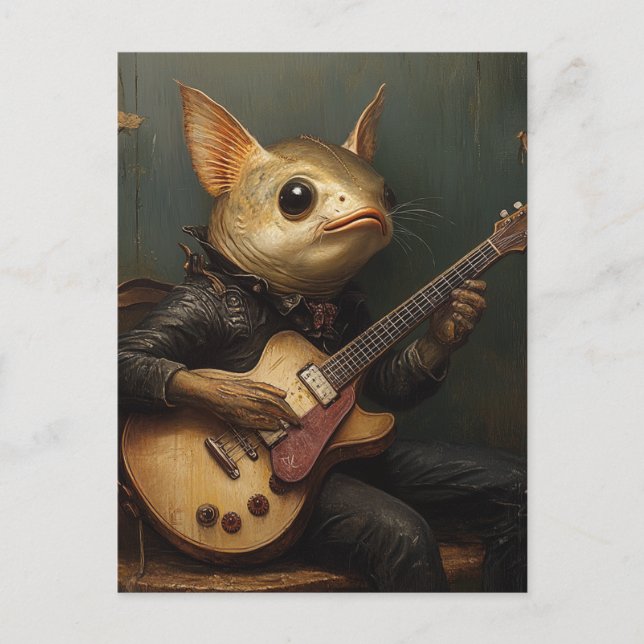 Carte Postale Un poisson qui joue de l'imaginaire de guitare (Devant)