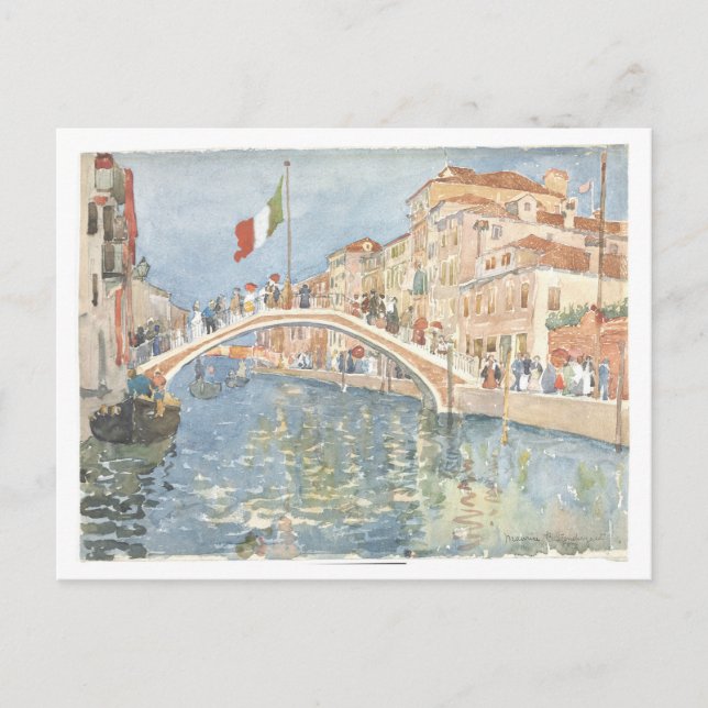 Carte Postale "Un pont à Venise" Maurice Prendergast Peinture (Devant)