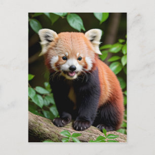 Carte Postale Un portrait d'un mignon panda rouge