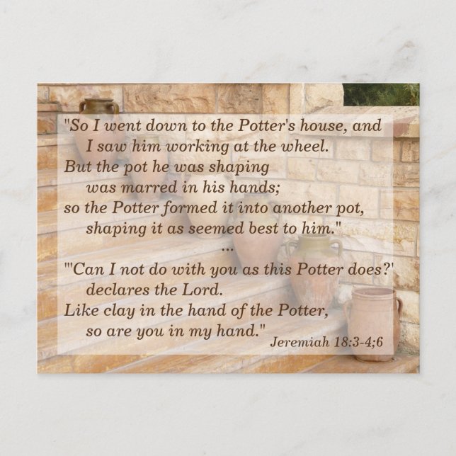 Carte Postale Un pot dans la main de mon Seigneur Verset bibliqu (Devant)