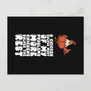 Carte Postale Un Poulet Résoud La Plupart De Mes Problèmes Plus