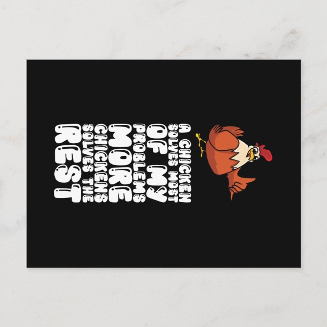 Carte Postale Un Poulet Résoud La Plupart De Mes Problèmes Plus  (Devant)