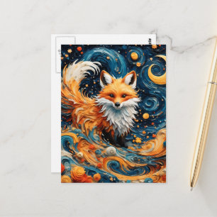 Carte Postale Un renard roux adorable dans la galaxie