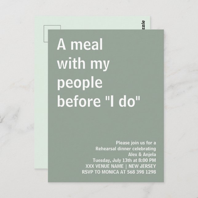 Carte Postale Un repas avec mon peuple avant le dîner de répétit (Devant / Derrière)