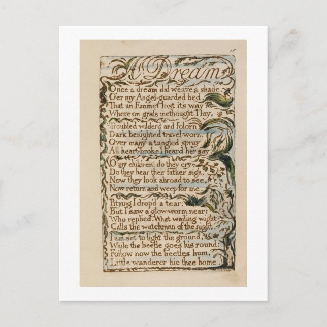 Carte Postale Un rêve, illustration de "Chansons d'Innocence et (Devant)