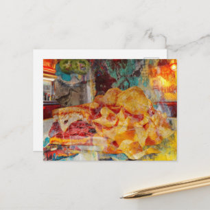 Carte Postale Un sandwich et des frites en collage multimédia