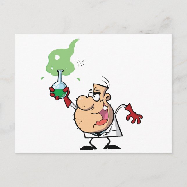 Carte Postale Un scientifique fou tenant une potion verte (Devant)