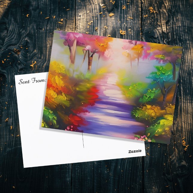 Carte Postale Un sentier forestier à travers les feuilles d'auto (Créateur téléchargé)