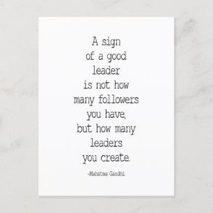Carte Postale Un Signe De Bon Leader, Citation De Mahatma Gandhi