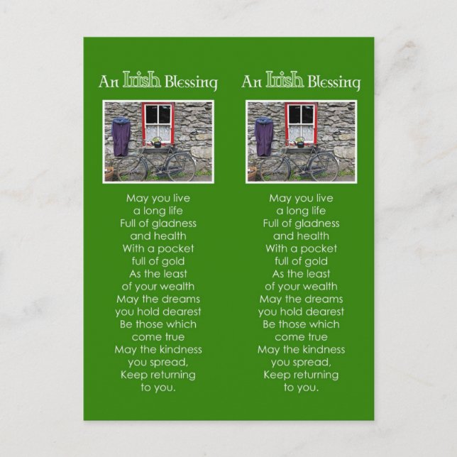 Carte Postale Un Signet de bénédiction irlandais (Devant)