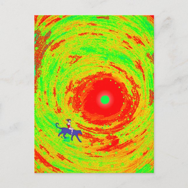 Carte Postale Un soleil rouge et une fille (Devant)