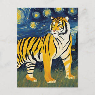 Carte Postale Un tigre dans la nuit étoilée