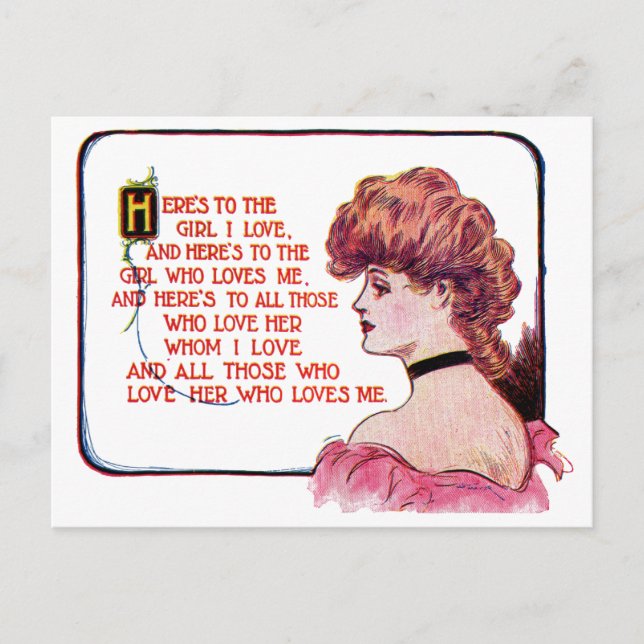 Carte Postale Un toast à la fille que j'aime (Devant)
