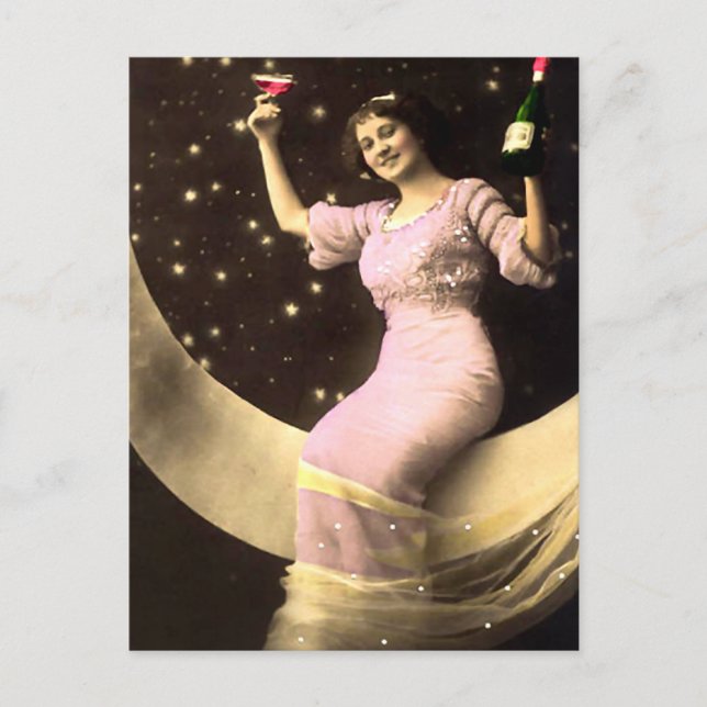 Carte Postale Un toast au champagne sur la Lune (Devant)