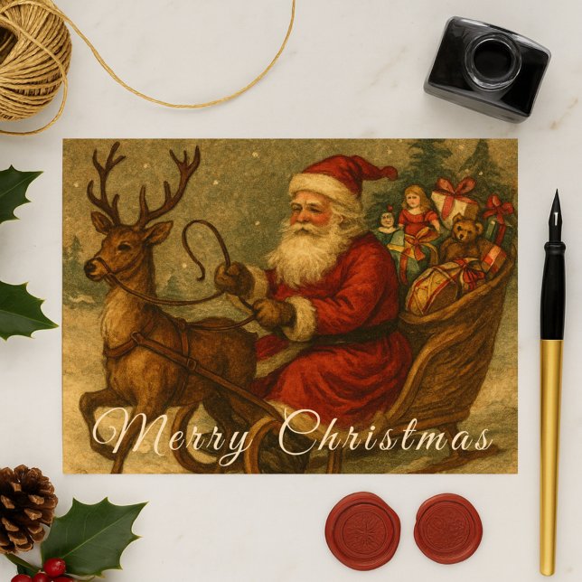 Carte Postale Un tour en traîneau de Noël victorien avec St. Nic (Créateur téléchargé)