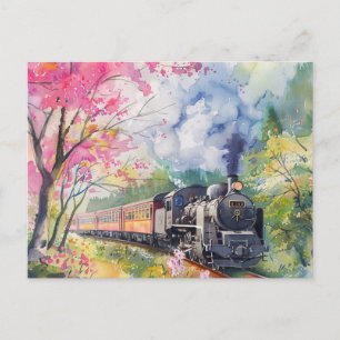 Carte Postale Un train au printemps