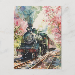 Carte Postale Un train au printemps