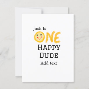 Carte Postale Un type heureux 1er anniversaire joyeux jaune