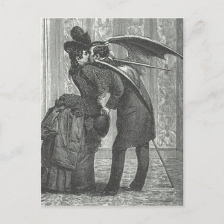 Carte Postale Un Vampire ailé victorien/gothique embrassant