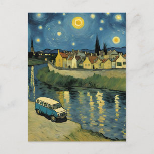 Carte Postale Un Van En Bord De La Rivière Van Gogh Parodie