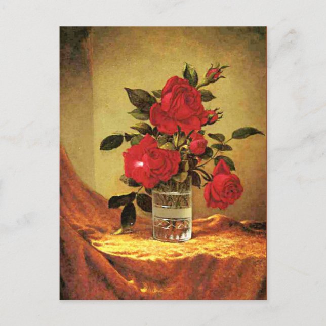Carte Postale Un verre de roses, beaux-arts, (Devant)