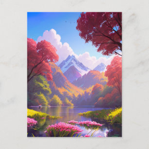 Carte Postale Un voyage au lac à l'étape de la montagne