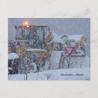 Carte Postale Unalaska, Alaska : Défricher la neige.