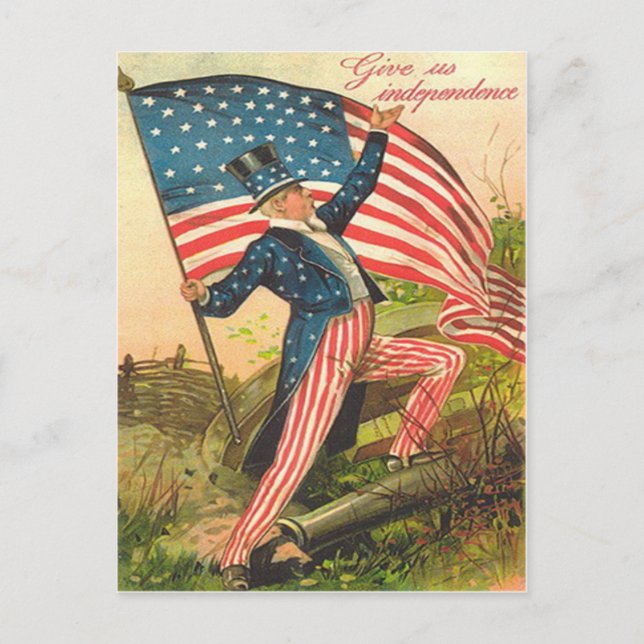 Carte Postale Uncle du drapeau américain Sam Battlefield Cannon (Devant)