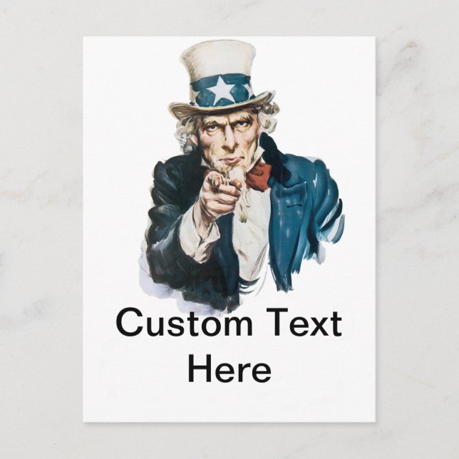 Carte Postale Uncle Sam I Want You Customize With Your Text (Devant)